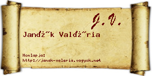 Janák Valéria névjegykártya